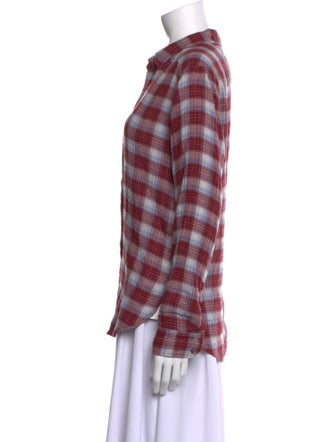 Xirena Plaid Print Long Sleeve Button-Up Top