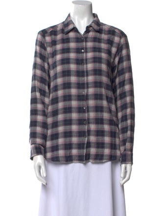 Xirena Plaid Print Long Sleeve Button-Up Top