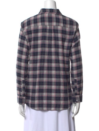 Xirena Plaid Print Long Sleeve Button-Up Top