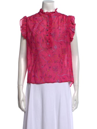 Xirena Floral Print Mock Neck Blouse