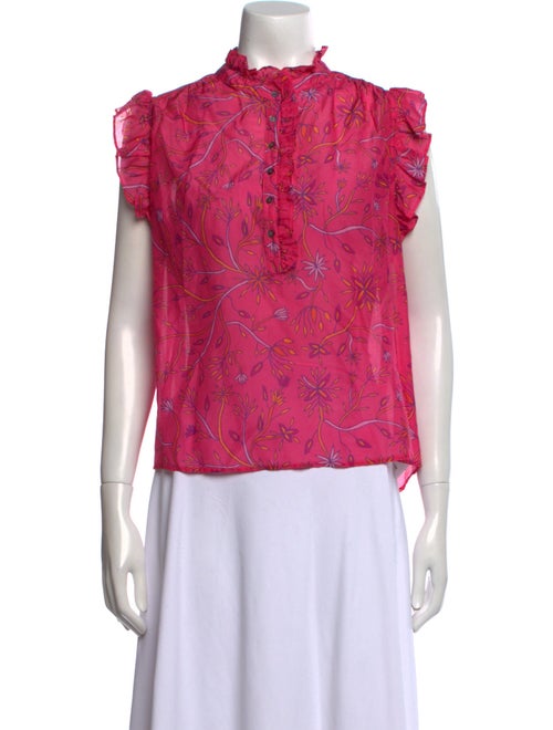 Xirena Floral Print Mock Neck Blouse