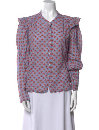 Xirena Printed Three-Quarter Sleeve Blouse