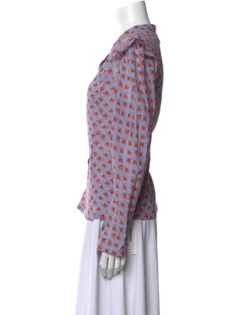 Xirena Printed Three-Quarter Sleeve Blouse