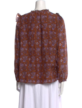 Xirena Floral Print Mock Neck Blouse