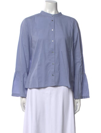 Xirena Mock Neck Long Sleeve Button-Up Top