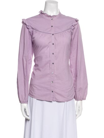Xirena Mock Neck Long Sleeve Button-Up Top