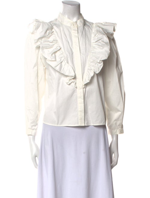 Xirena Mock Neck Three-Quarter Sleeve Button-Up Top