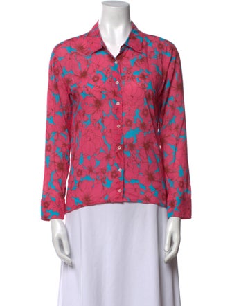 Xirena Floral Print Three-Quarter Sleeve Button-Up Top