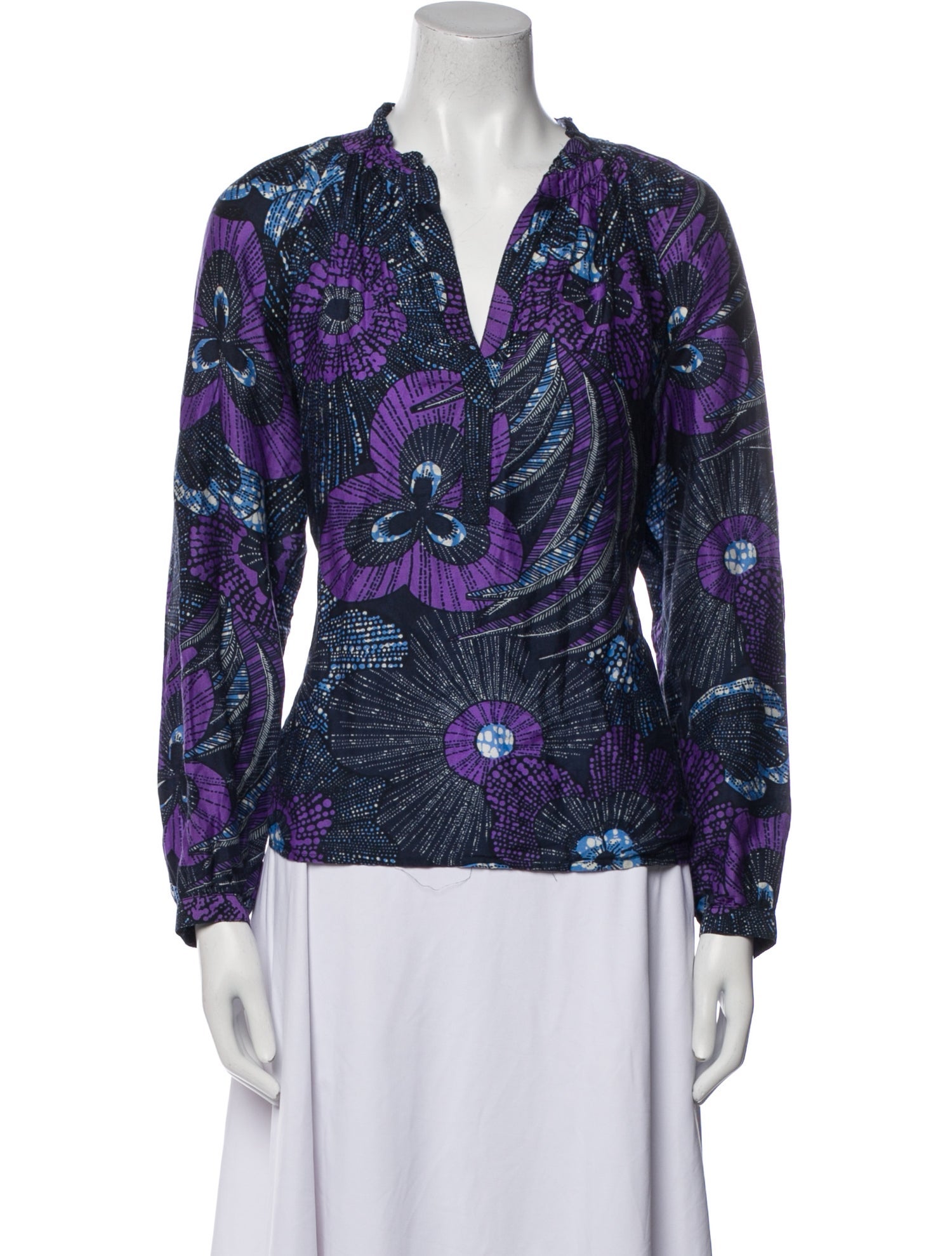Xirena Printed V-Neck Blouse