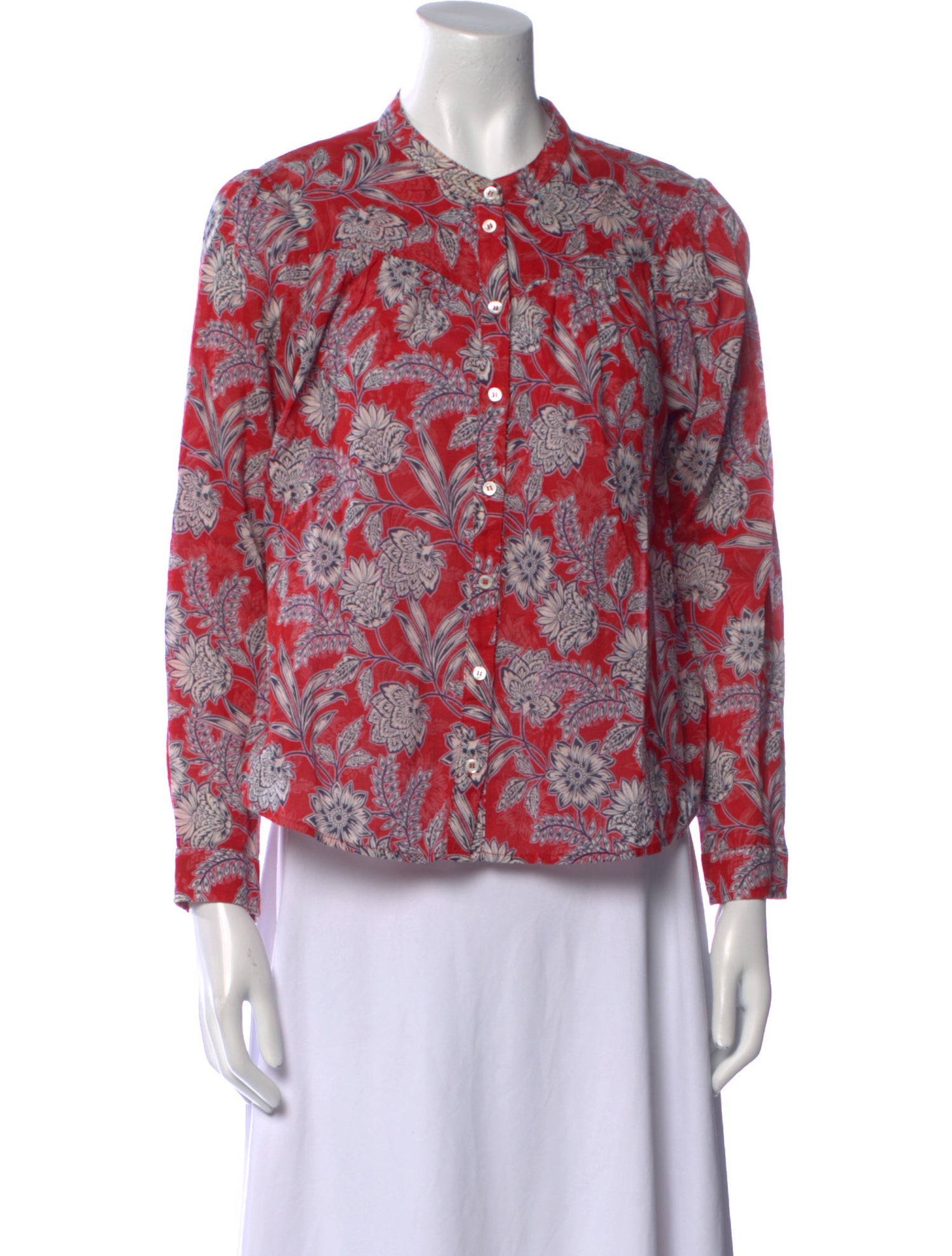 Xirena Floral Print Mock Neck Blouse