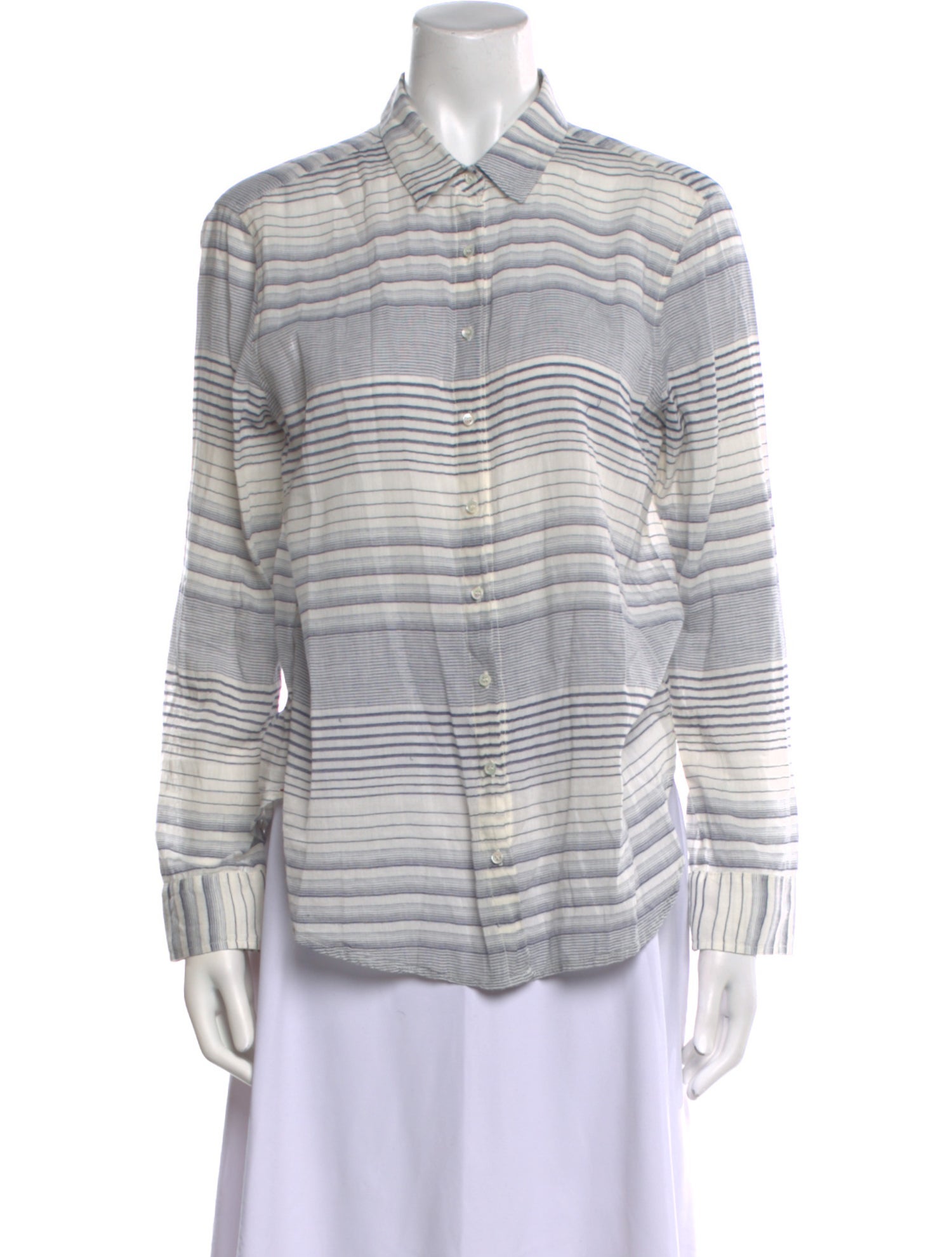 Xirena Striped Long Sleeve Button-Up Top