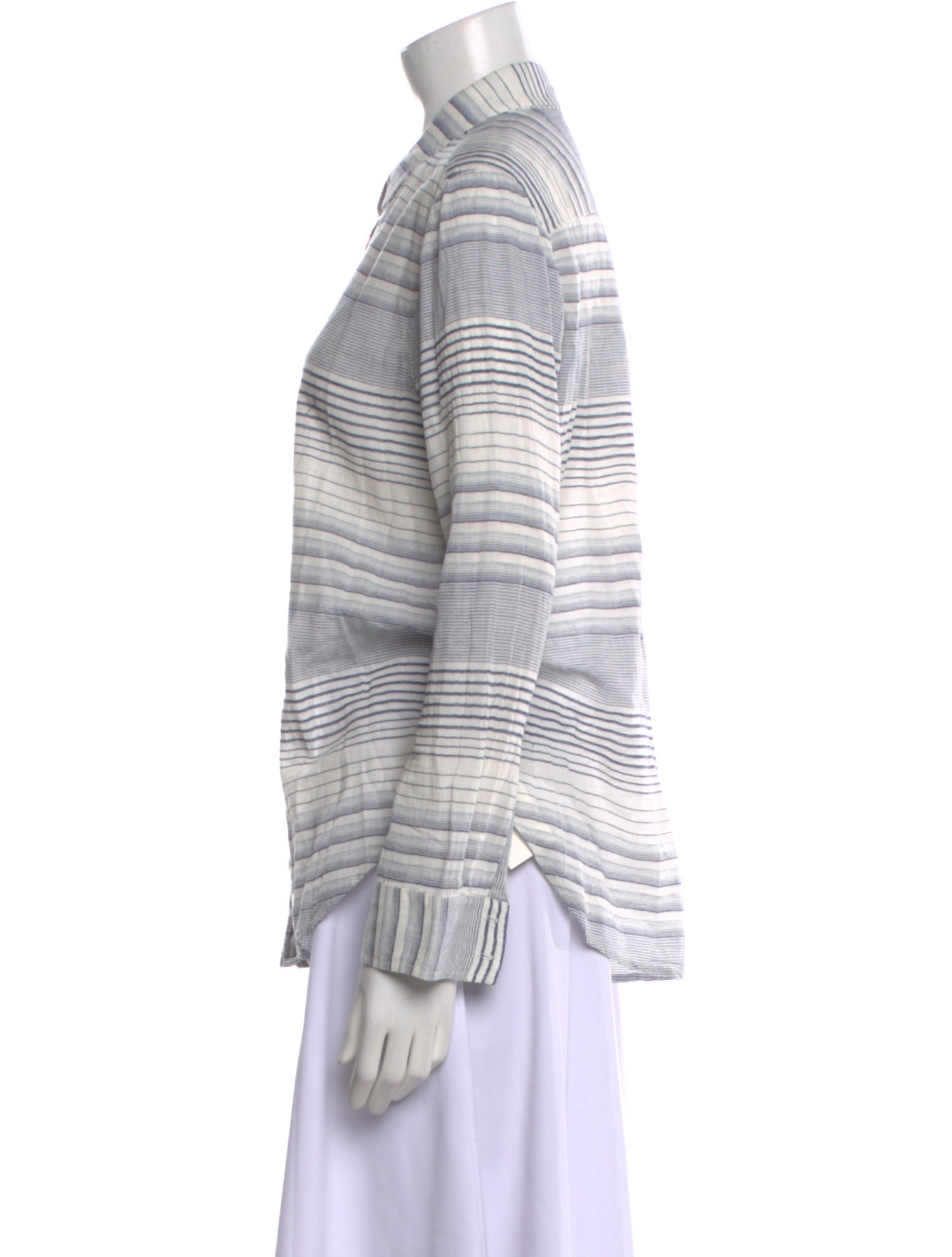 Xirena Striped Long Sleeve Button-Up Top