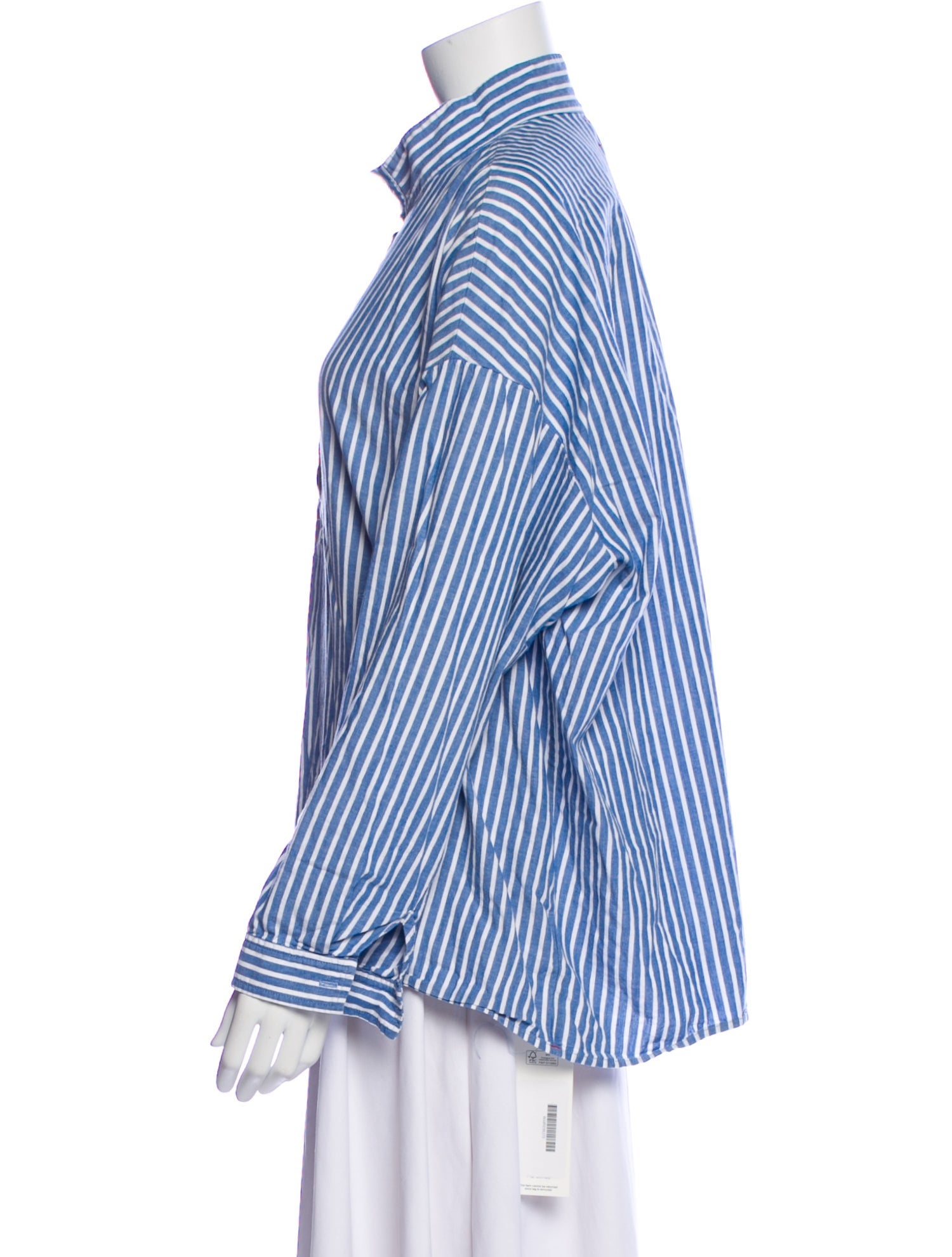 Xirena Striped Mock Neck Button-Up Top