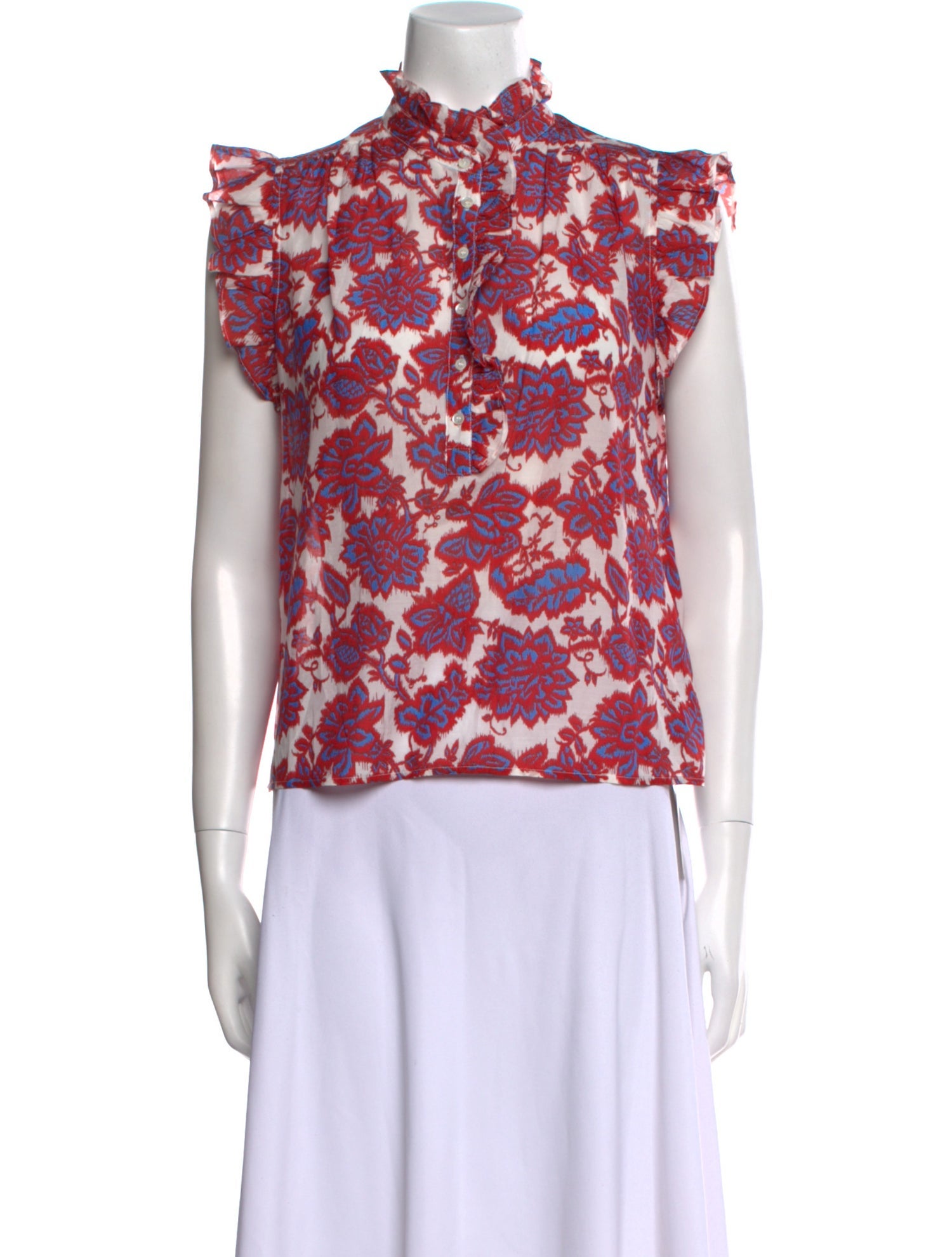 Xirena Floral Print Mock Neck Blouse