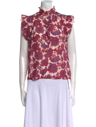 Xirena Floral Print Mock Neck Blouse