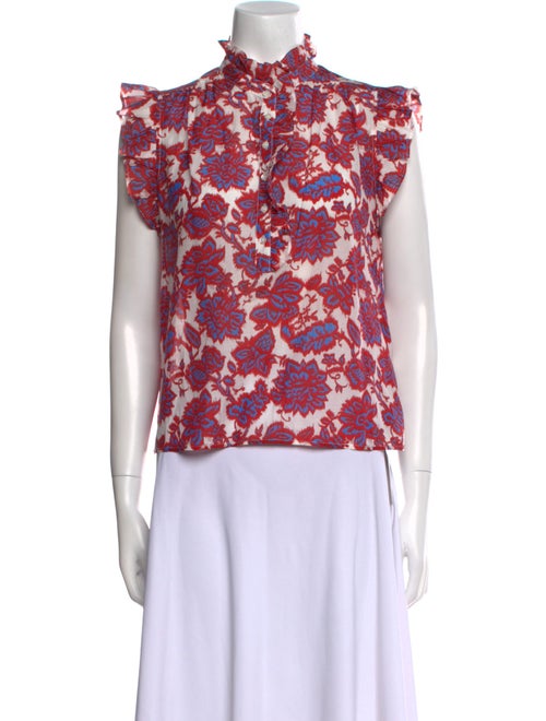 Xirena Floral Print Mock Neck Blouse