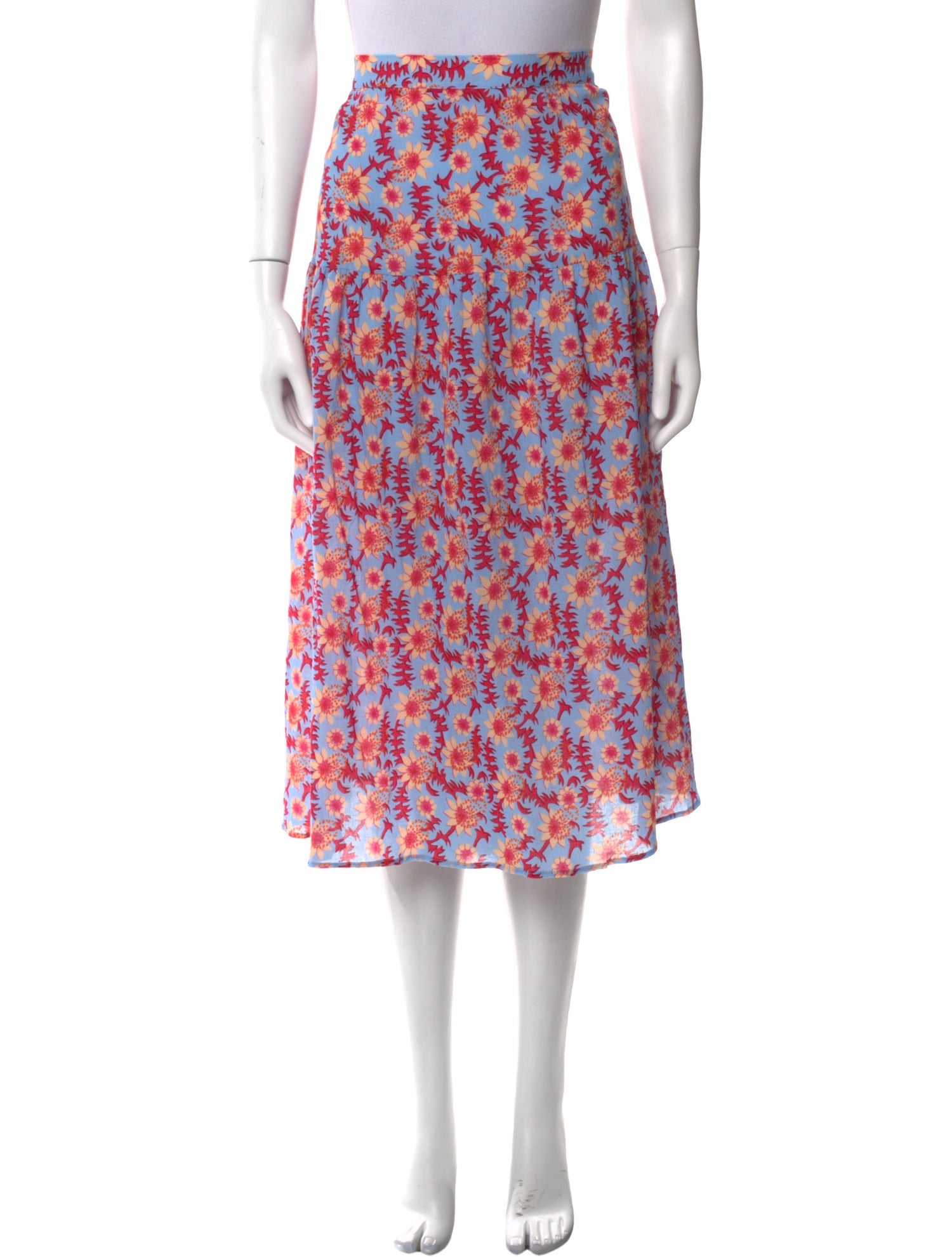 Xirena Floral Print Midi Length Skirt