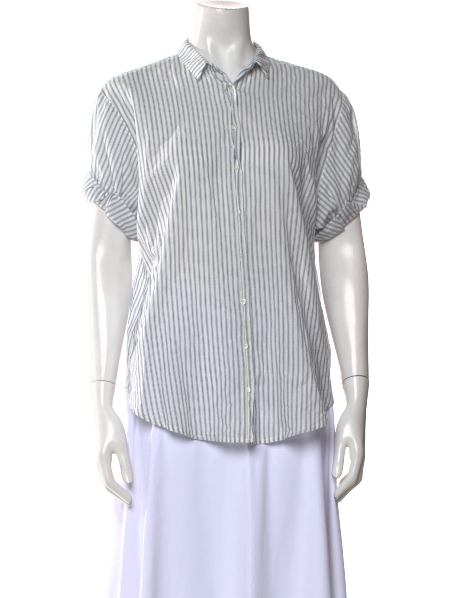 Xirena Striped Short Sleeve Button-Up Top