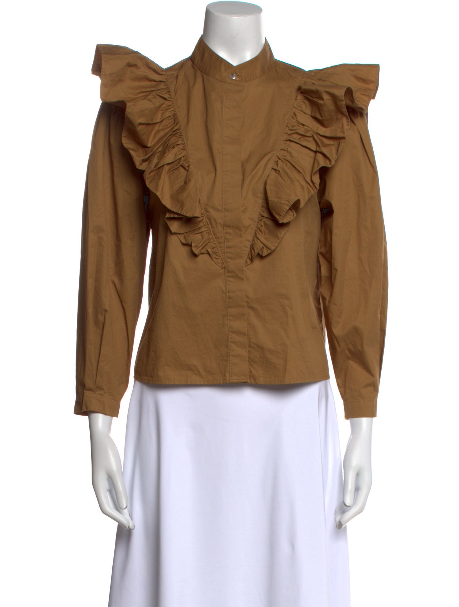 Xirena Mock Neck Three-Quarter Sleeve Button-Up Top