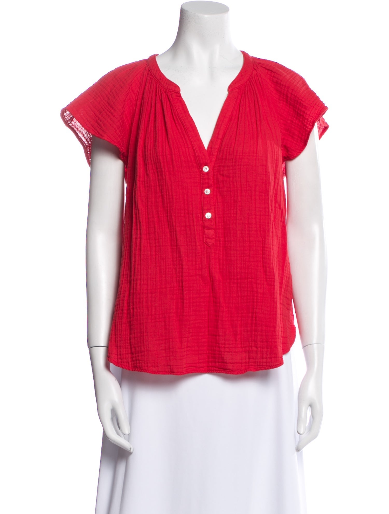 Xirena V-Neck Short Sleeve Blouse