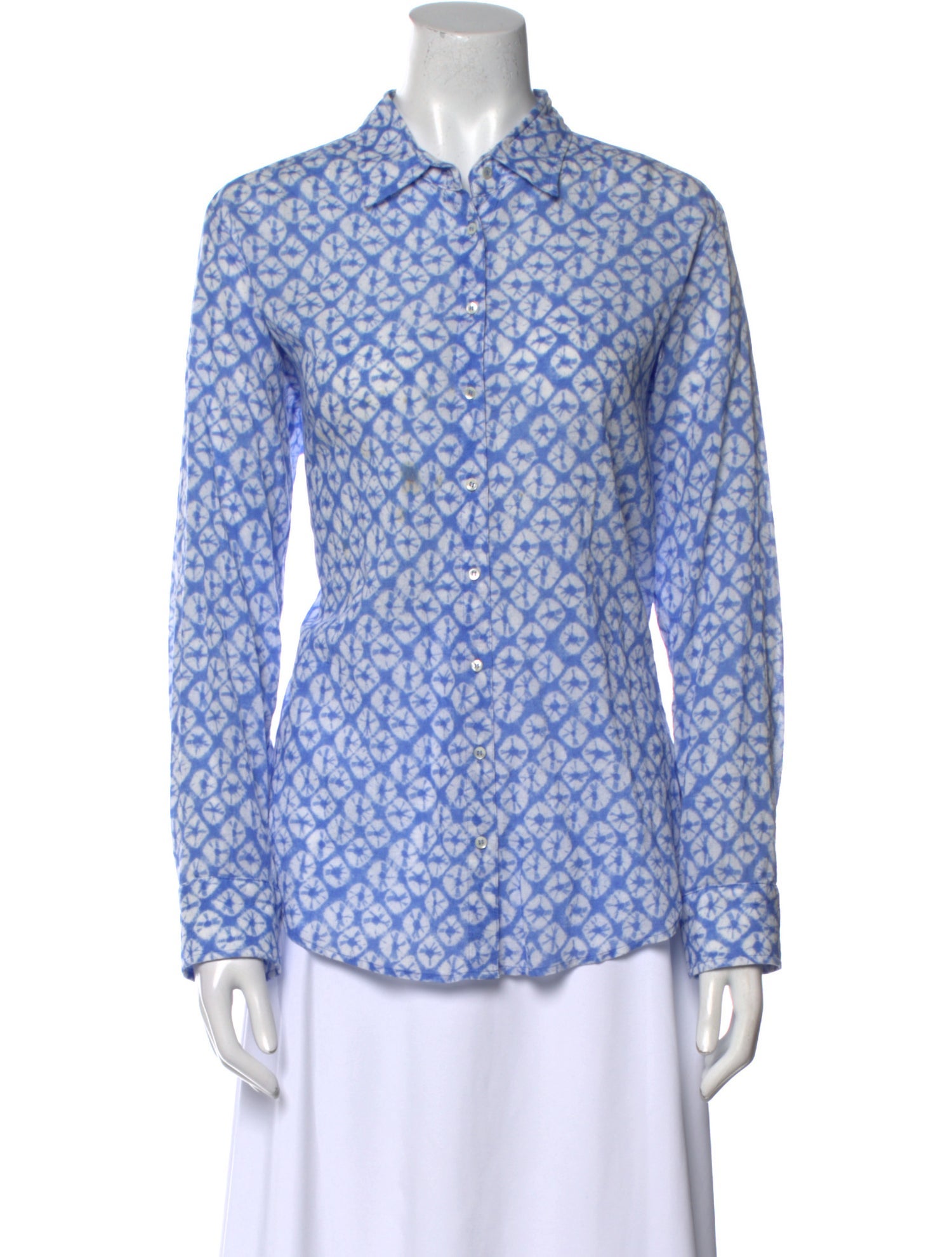 Xirena Printed Long Sleeve Button-Up Top