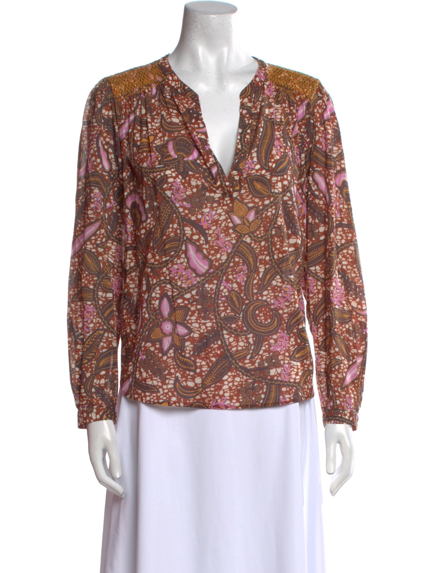 Xirena Printed V-Neck Blouse