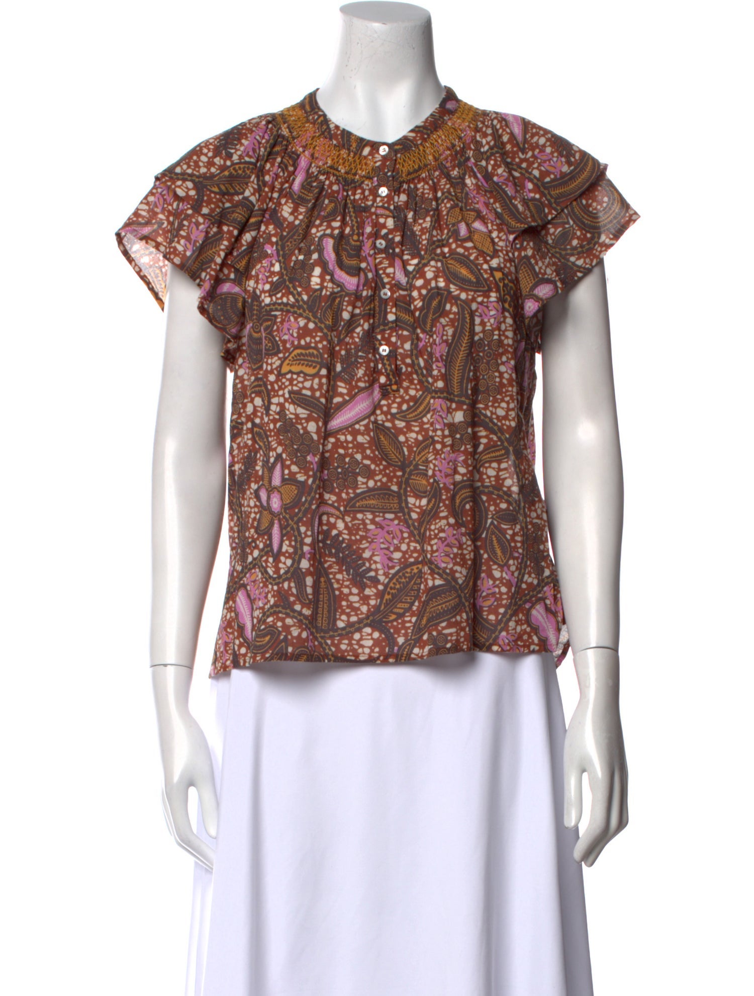Xirena Printed Crew Neck Blouse