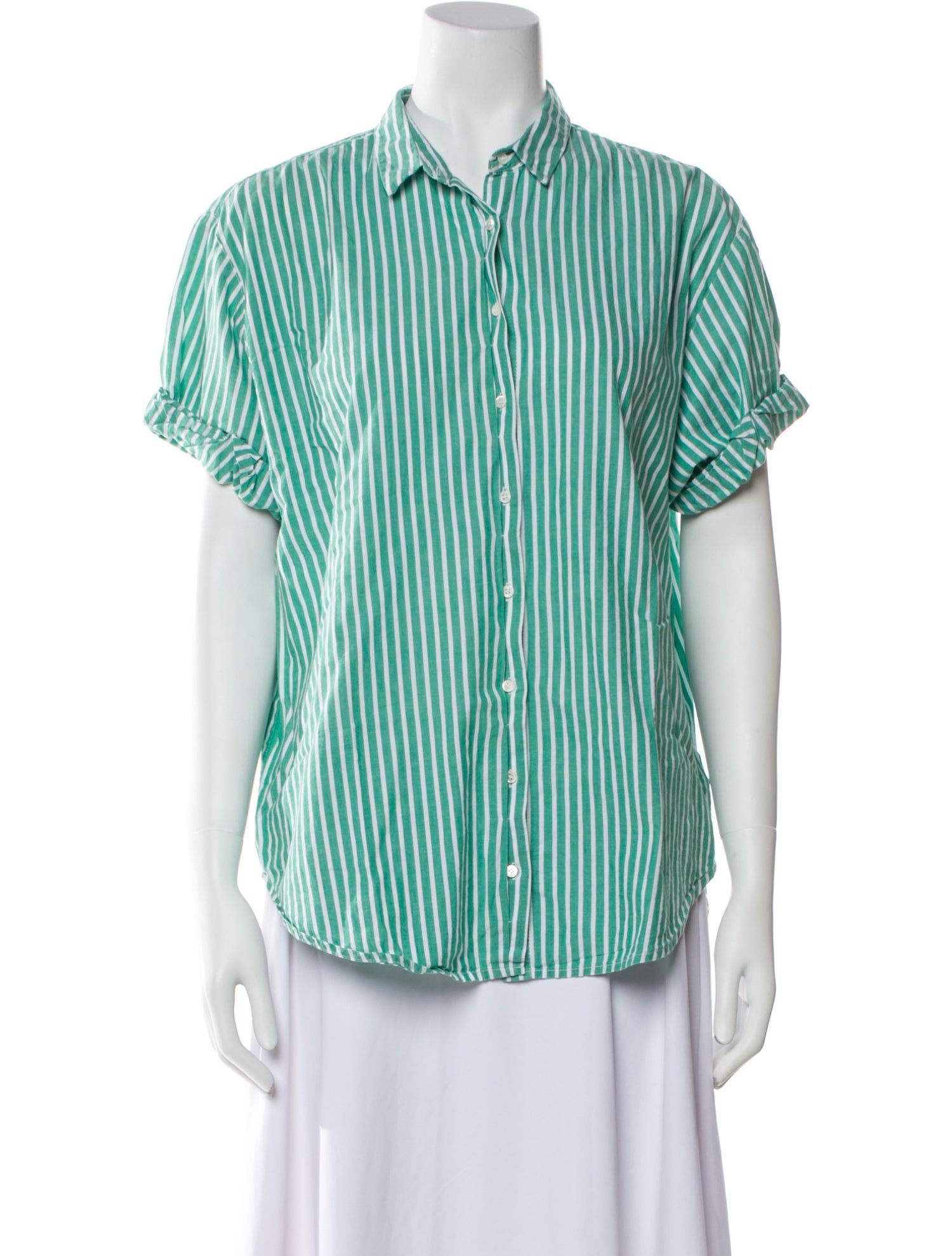 Xirena Striped Short Sleeve Button-Up Top