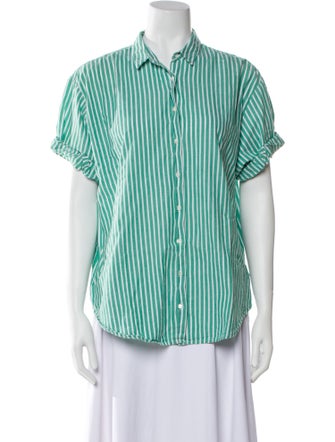 Xirena Striped Short Sleeve Button-Up Top
