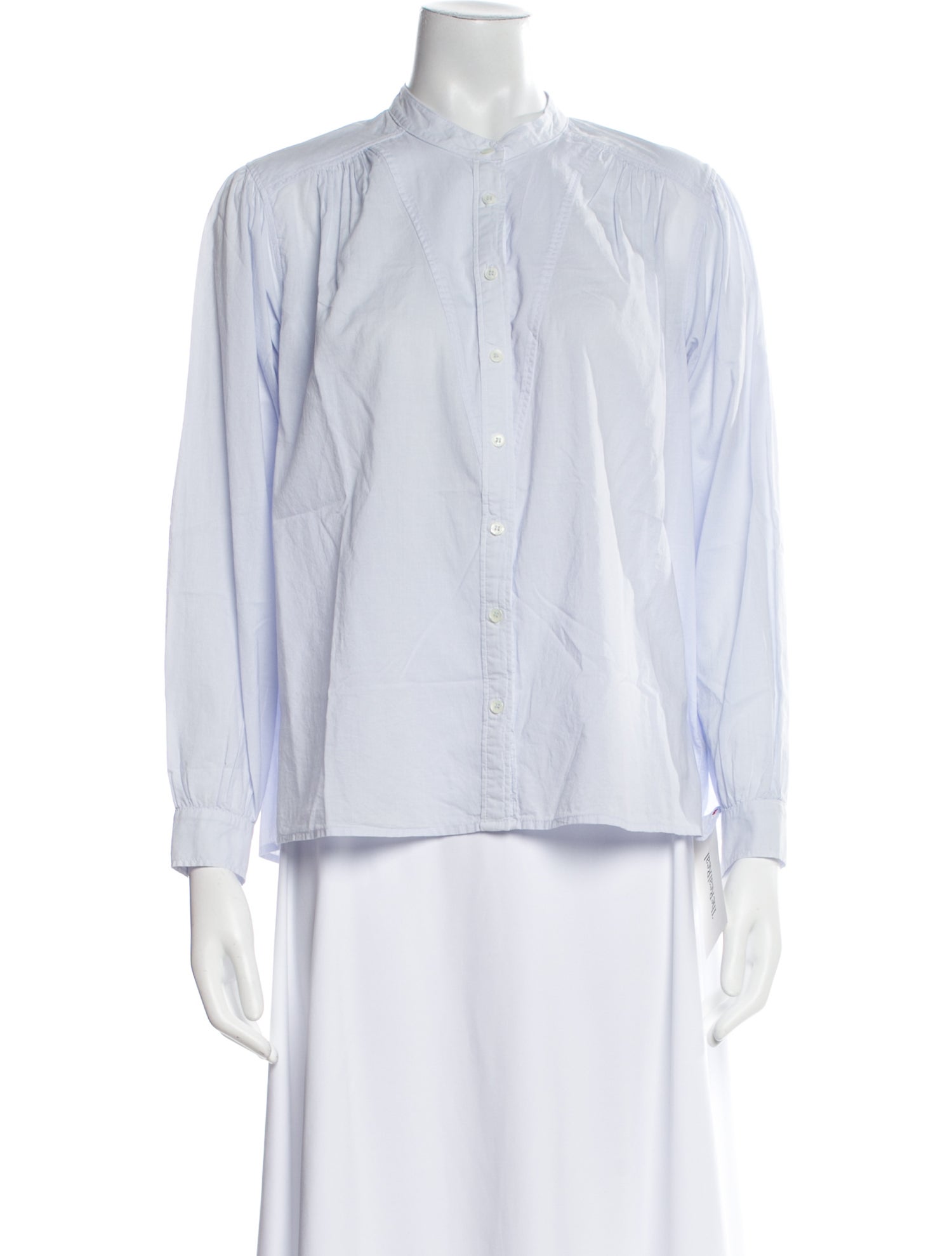 Xirena Mock Neck Long Sleeve Button-Up Top