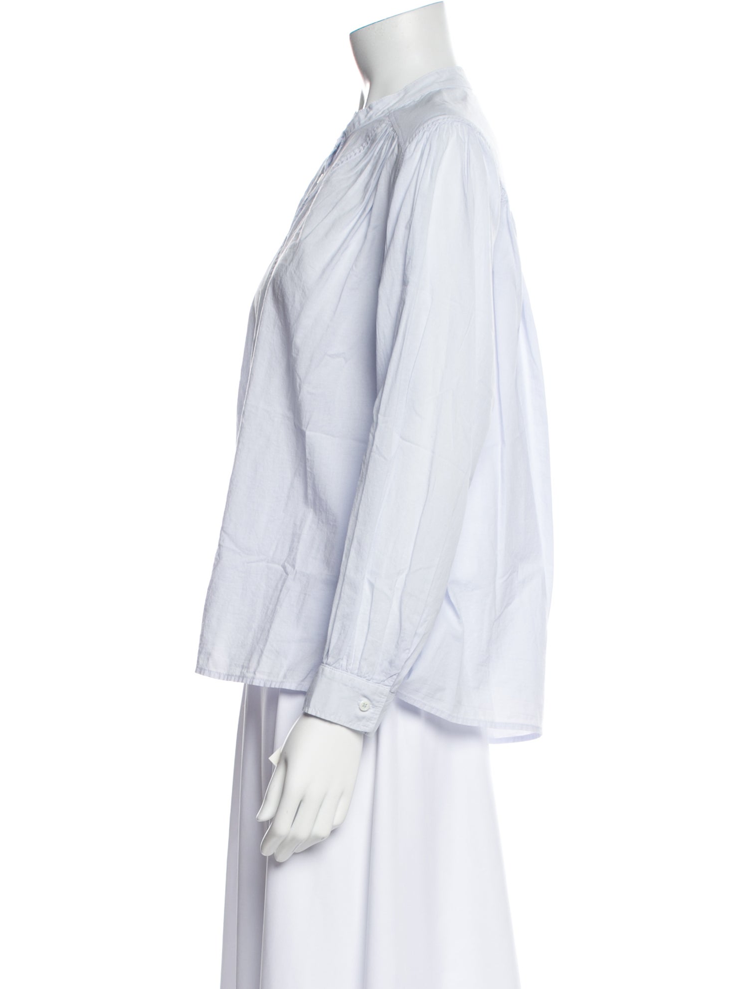 Xirena Mock Neck Long Sleeve Button-Up Top