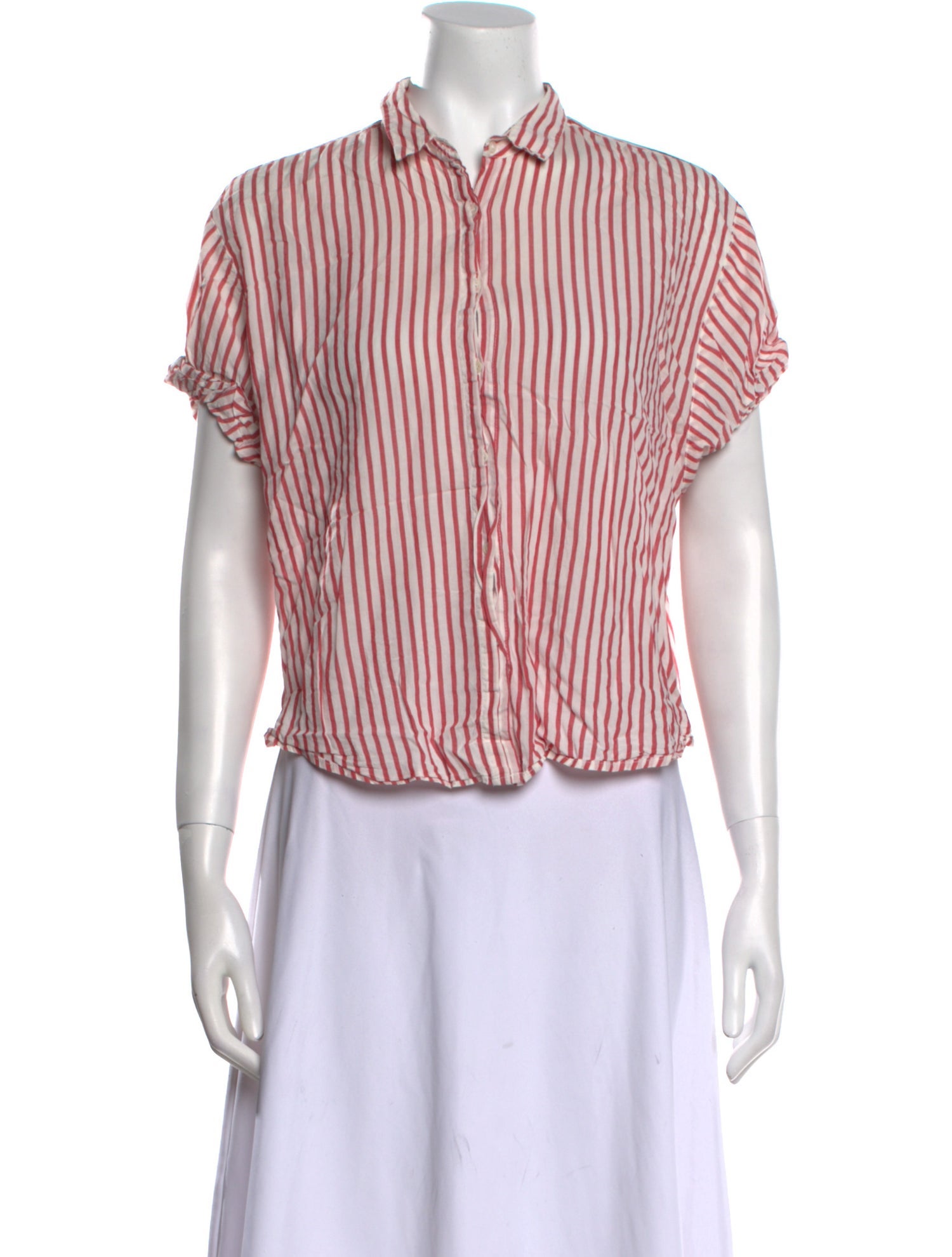 Xirena Striped Short Sleeve Button-Up Top