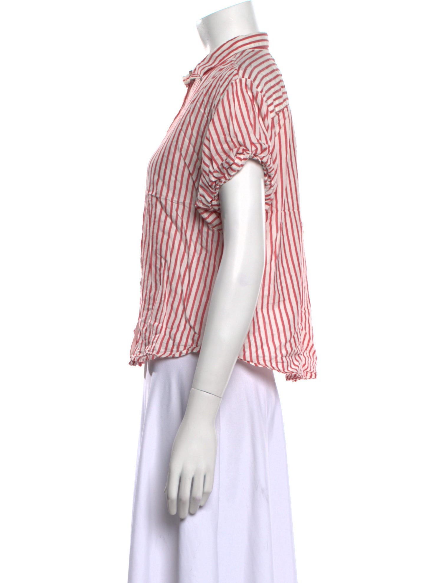 Xirena Striped Short Sleeve Button-Up Top