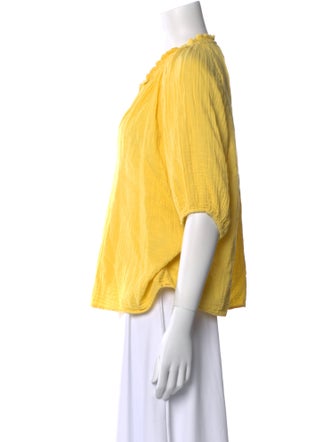 Xirena Plunge Neckline Three-Quarter Sleeve Blouse