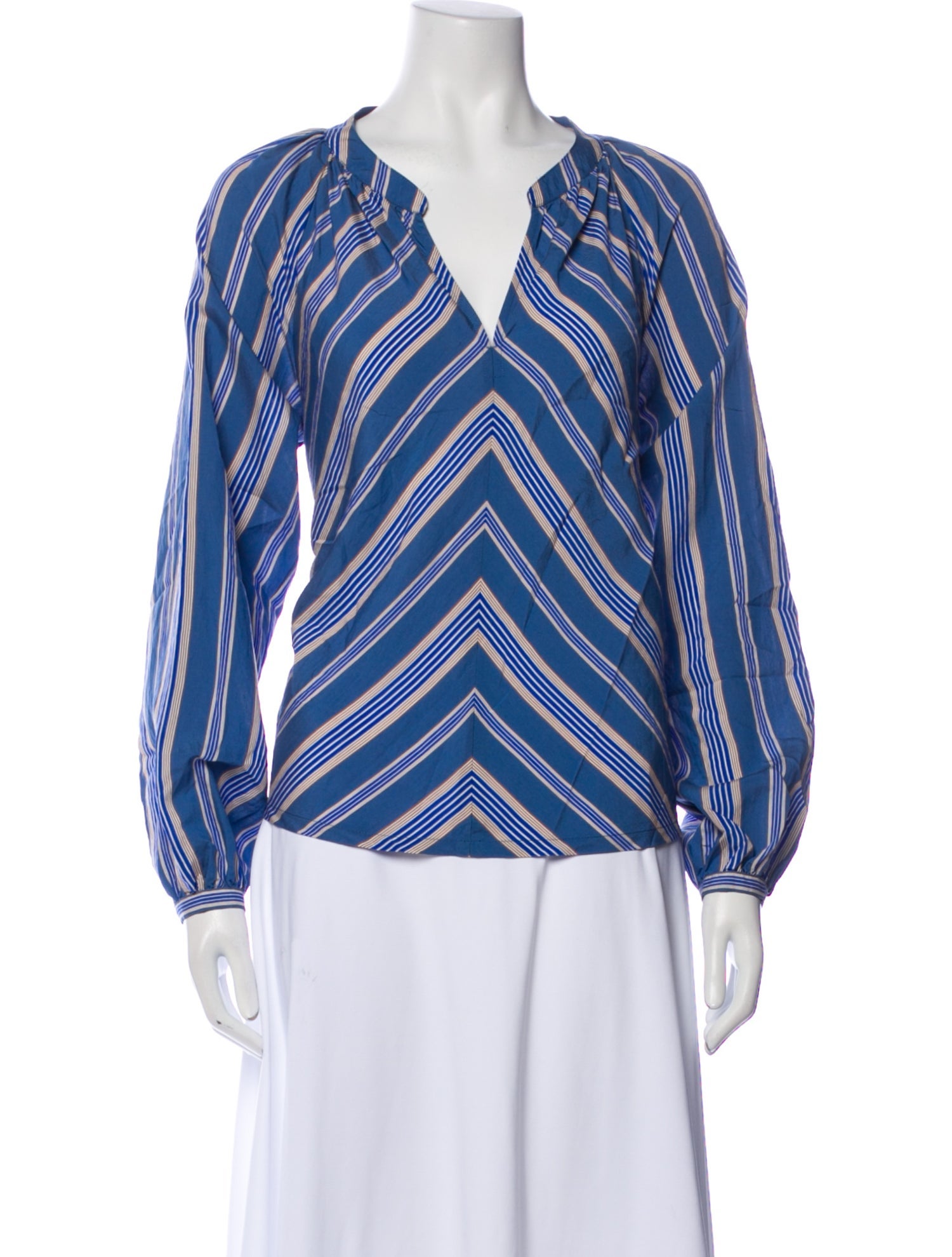 Xirena Striped V-Neck Blouse