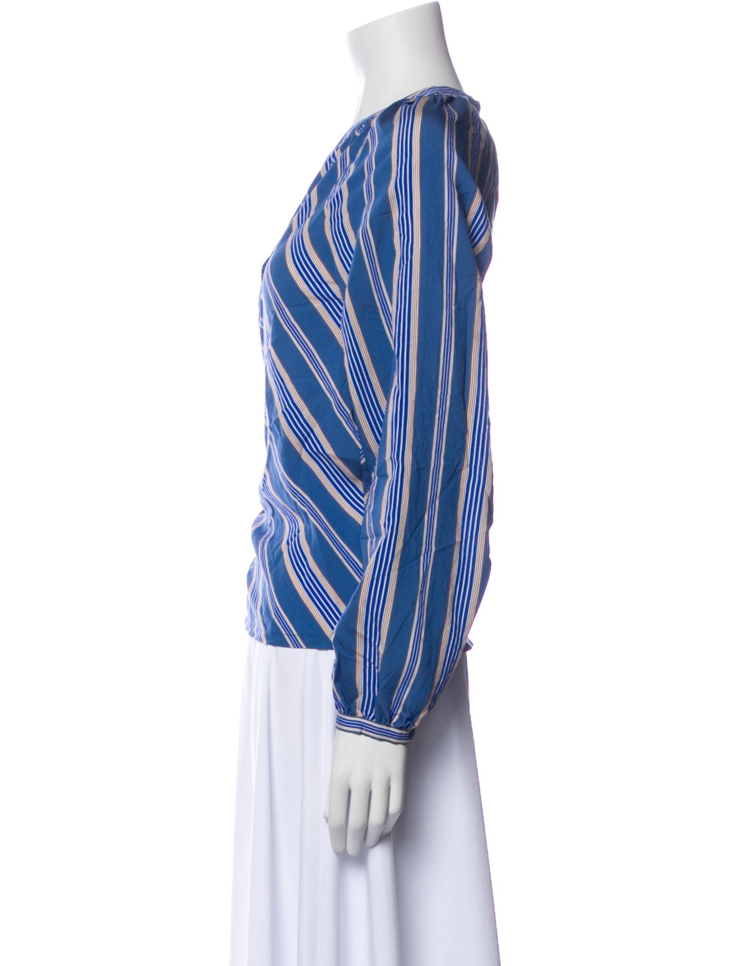 Xirena Striped V-Neck Blouse