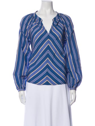 Xirena Striped V-Neck Blouse