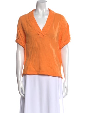 Xirena V-Neck Short Sleeve Button-Up Top