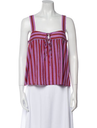Xirena Striped Square Neckline Top