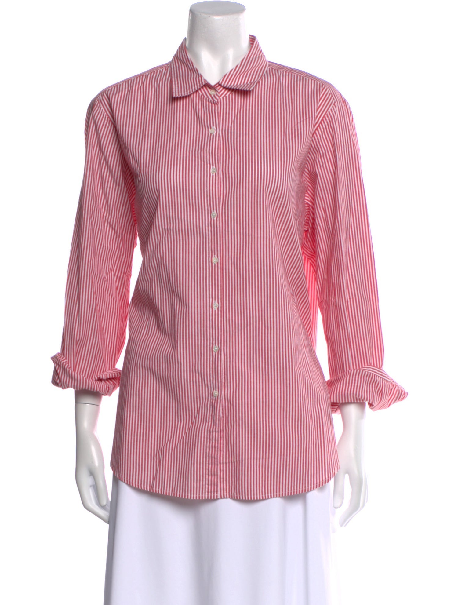 Xirena Striped Three-Quarter Sleeve Button-Up Top
