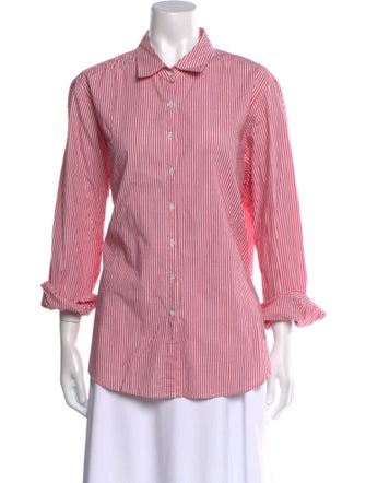 Xirena Striped Three-Quarter Sleeve Button-Up Top
