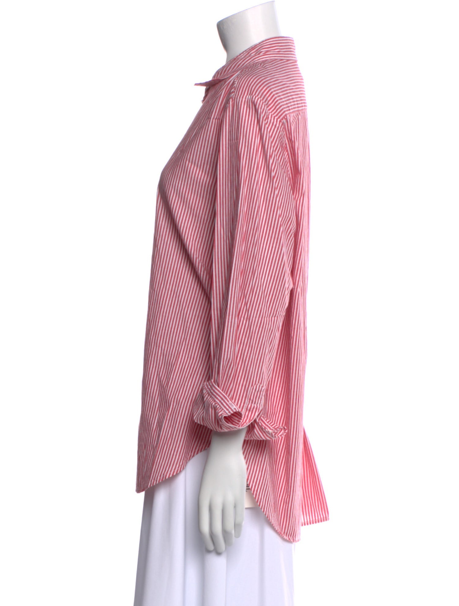 Xirena Striped Three-Quarter Sleeve Button-Up Top