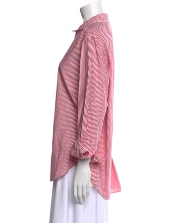 Xirena Striped Three-Quarter Sleeve Button-Up Top