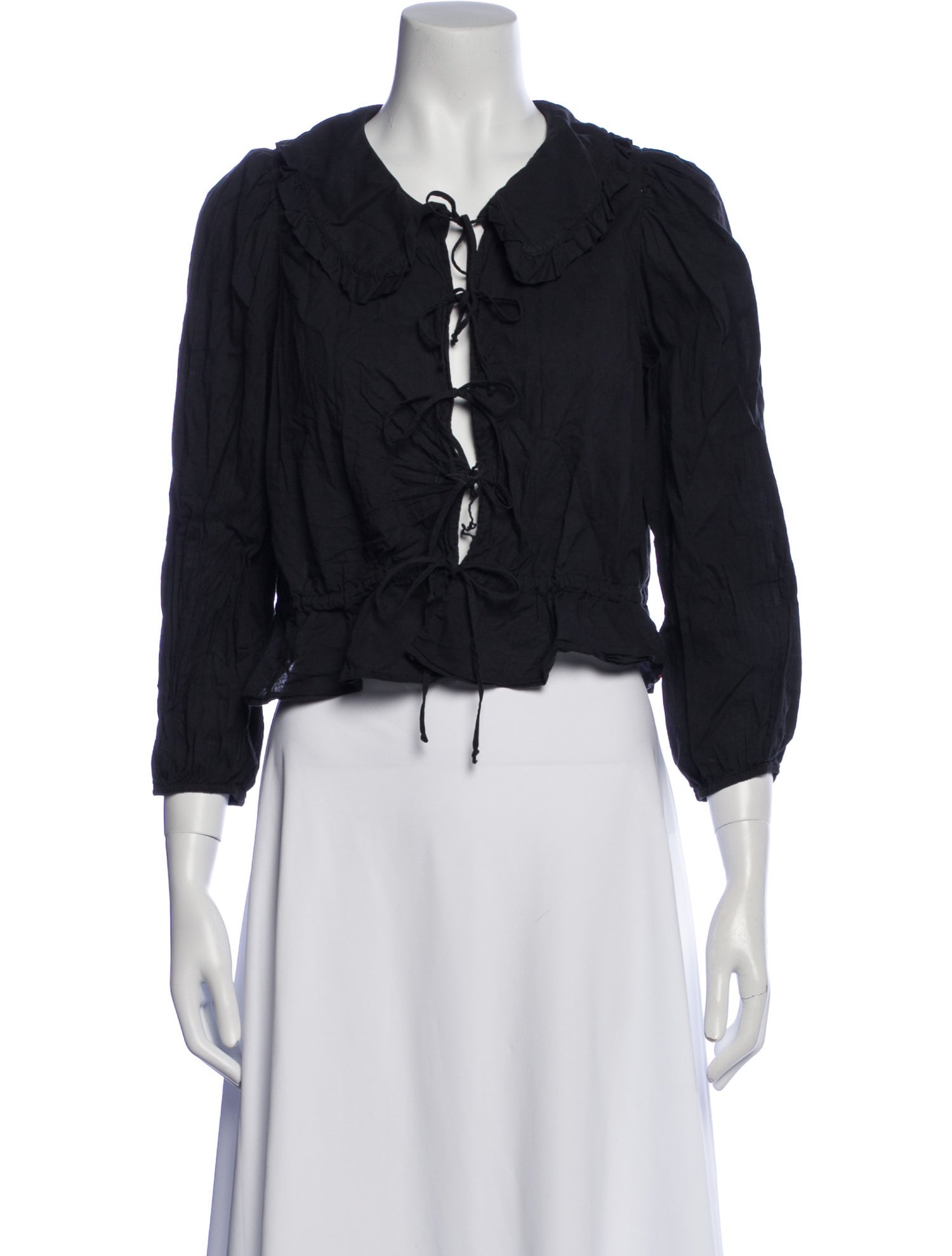 Xirena V-Neck Three-Quarter Sleeve Crop Top