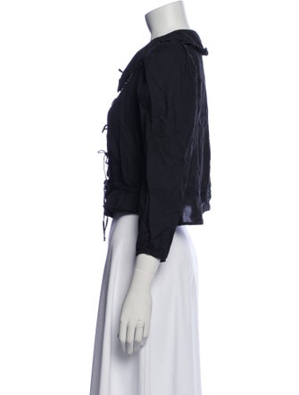 Xirena V-Neck Three-Quarter Sleeve Crop Top