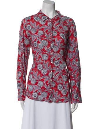 Xirena Floral Print Long Sleeve Button-Up Top