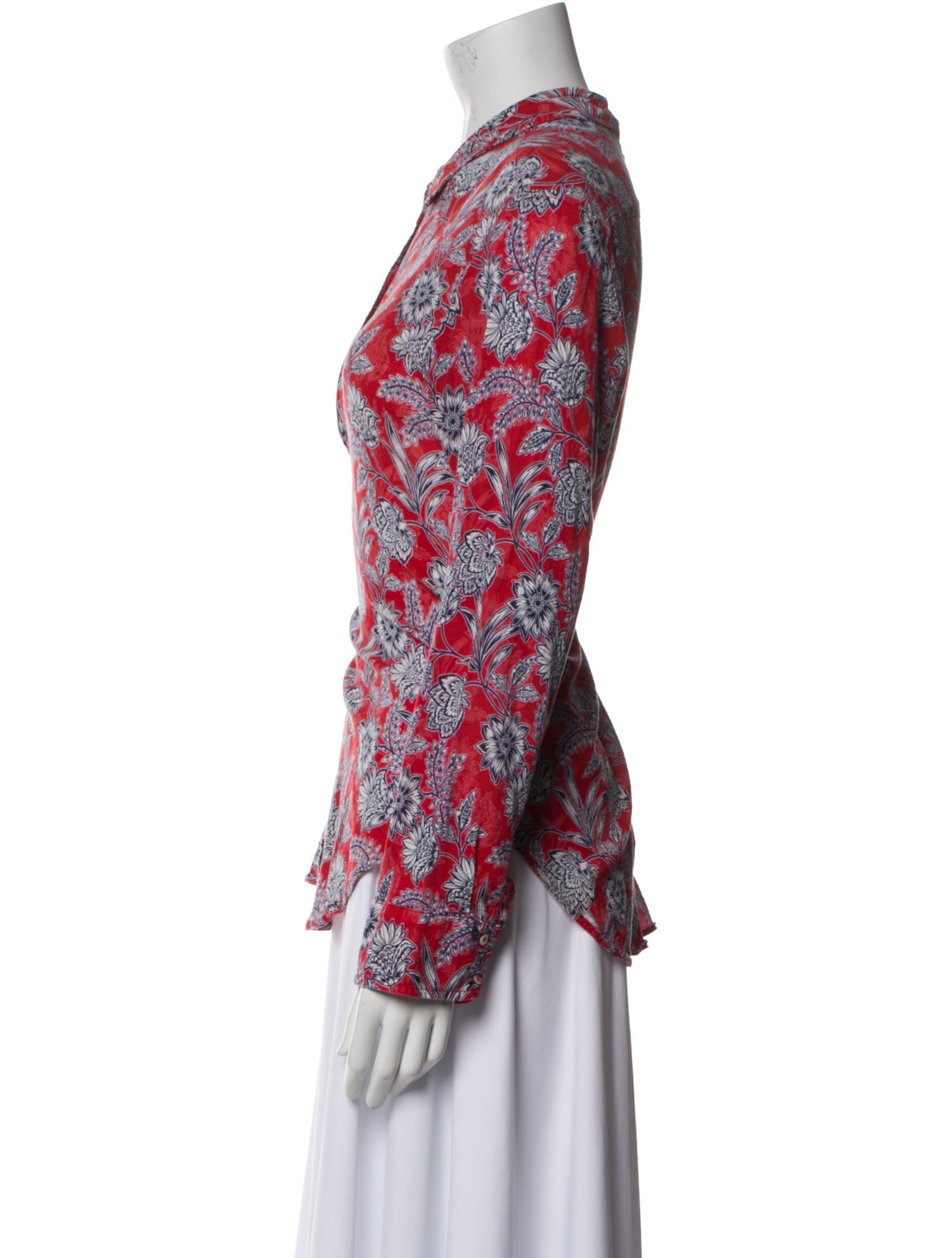 Xirena Floral Print Long Sleeve Button-Up Top