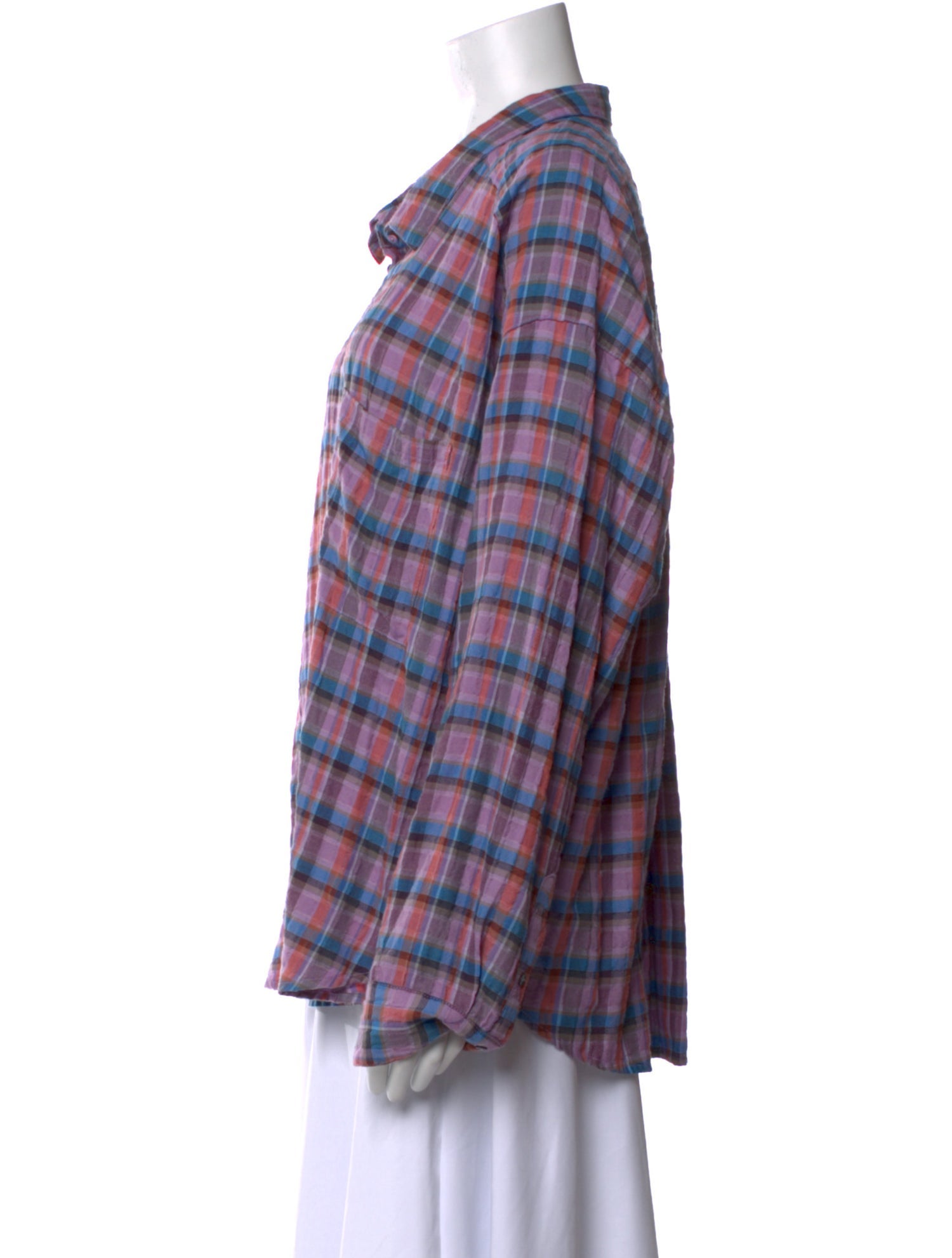Xirena Plaid Print Long Sleeve Button-Up Top