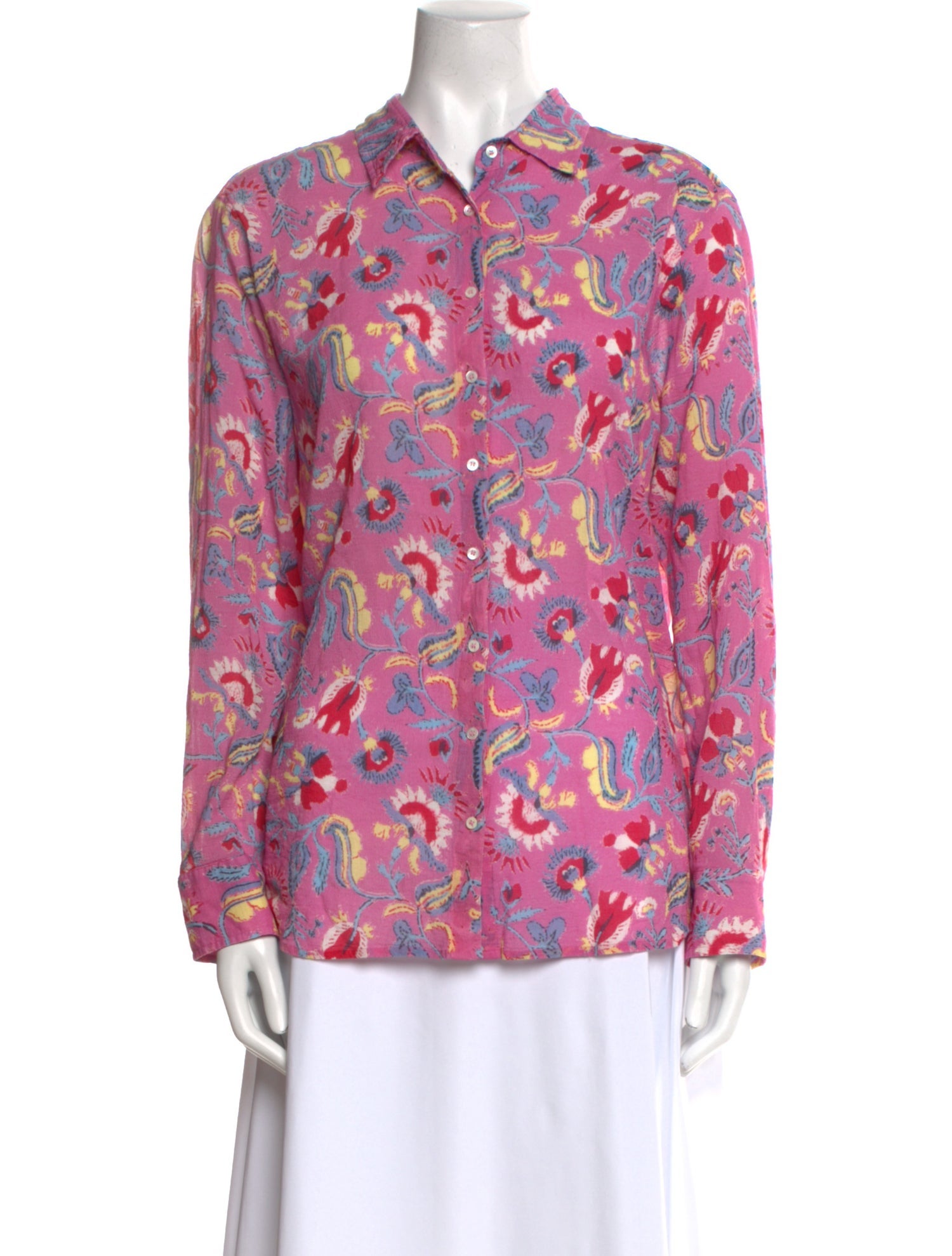 Xirena Printed Long Sleeve Button-Up Top