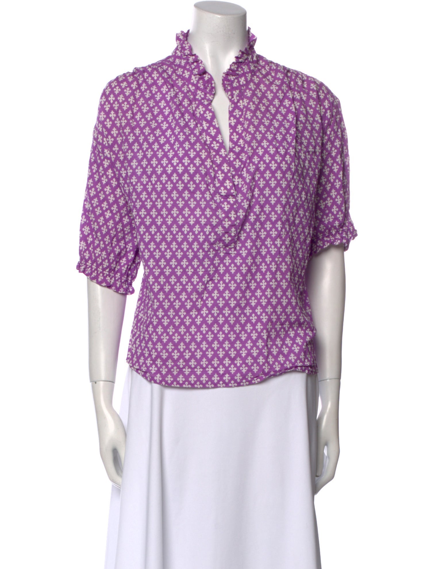 Xirena Printed V-Neck Blouse